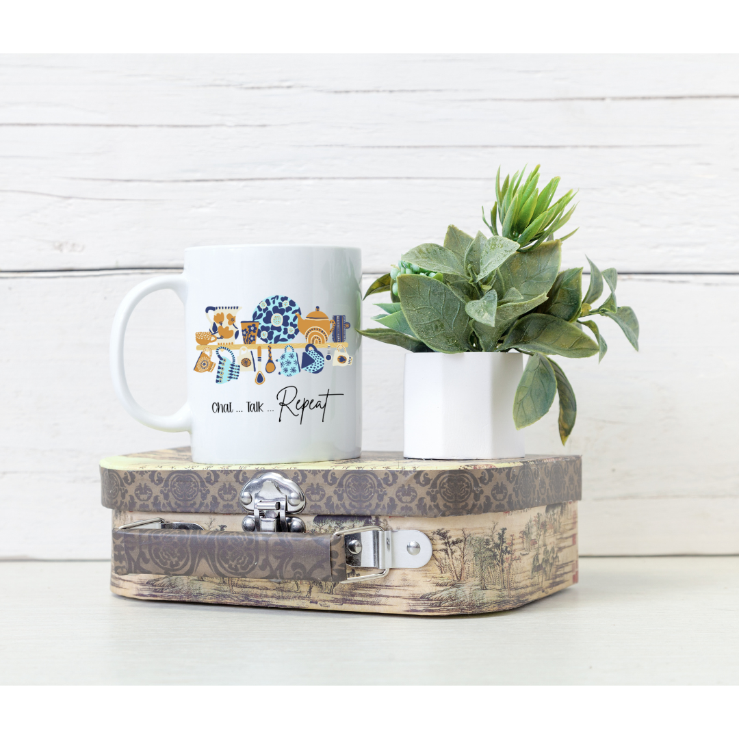 "Chai...Talk...Repeat" Personalized Mug