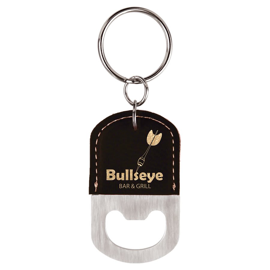 Leatherette Bottle Opener Keychain with Initials