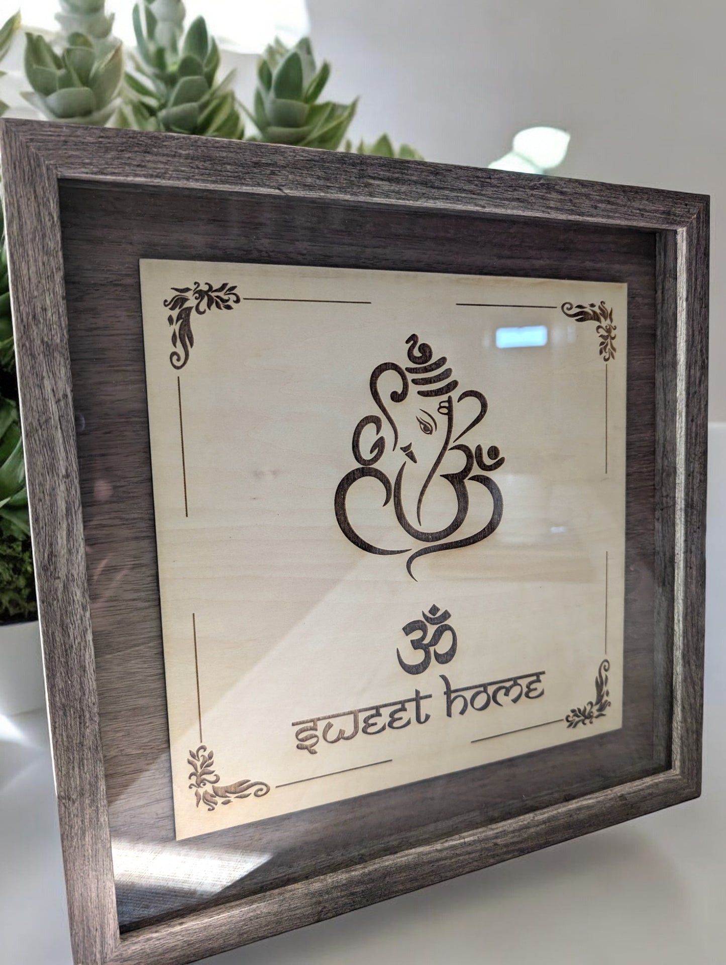 Ganesh Om Sweet Home Square Shadow Box