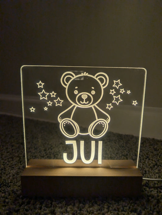 Night Light with Wooden Base