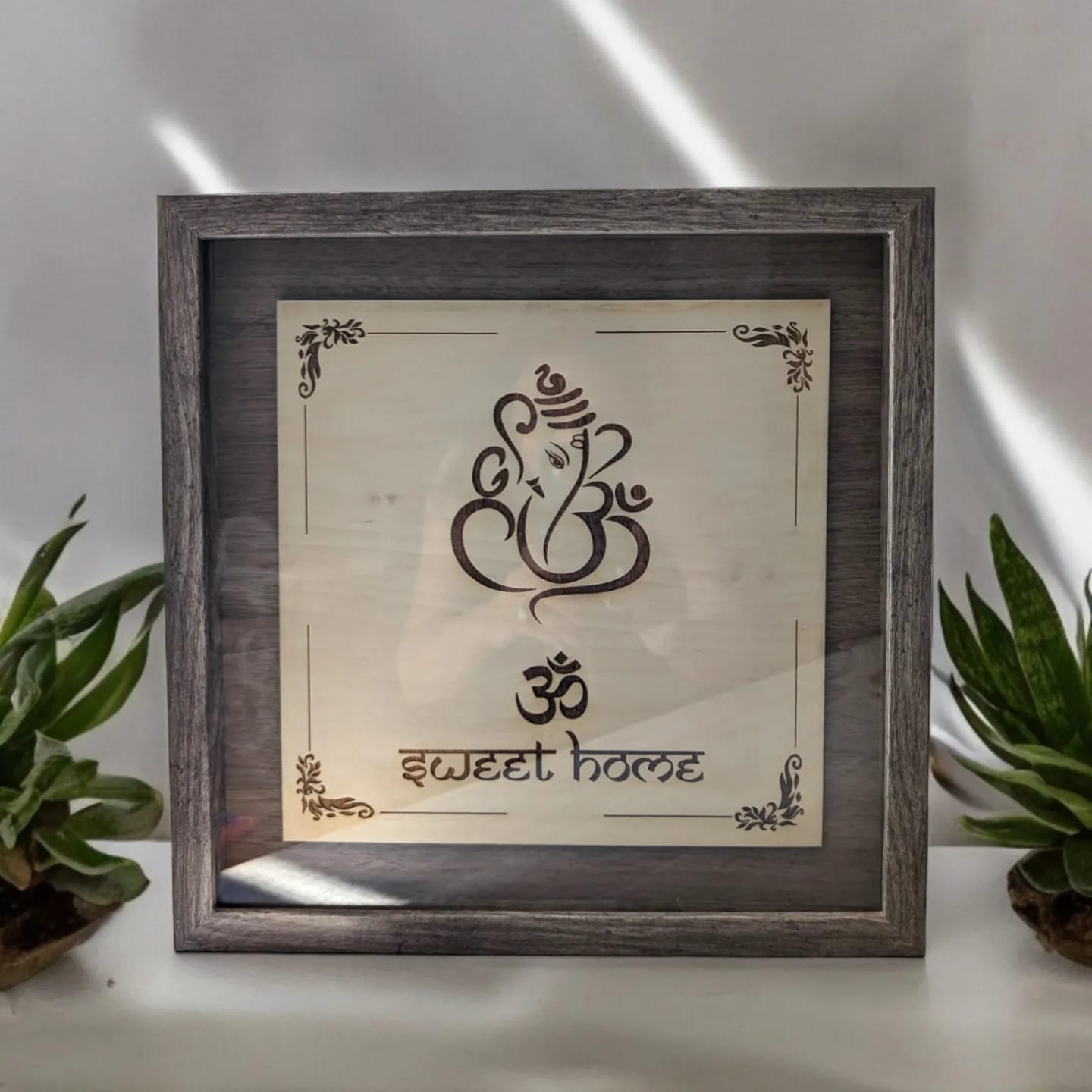 Ganesh Om Sweet Home Square Shadow Box