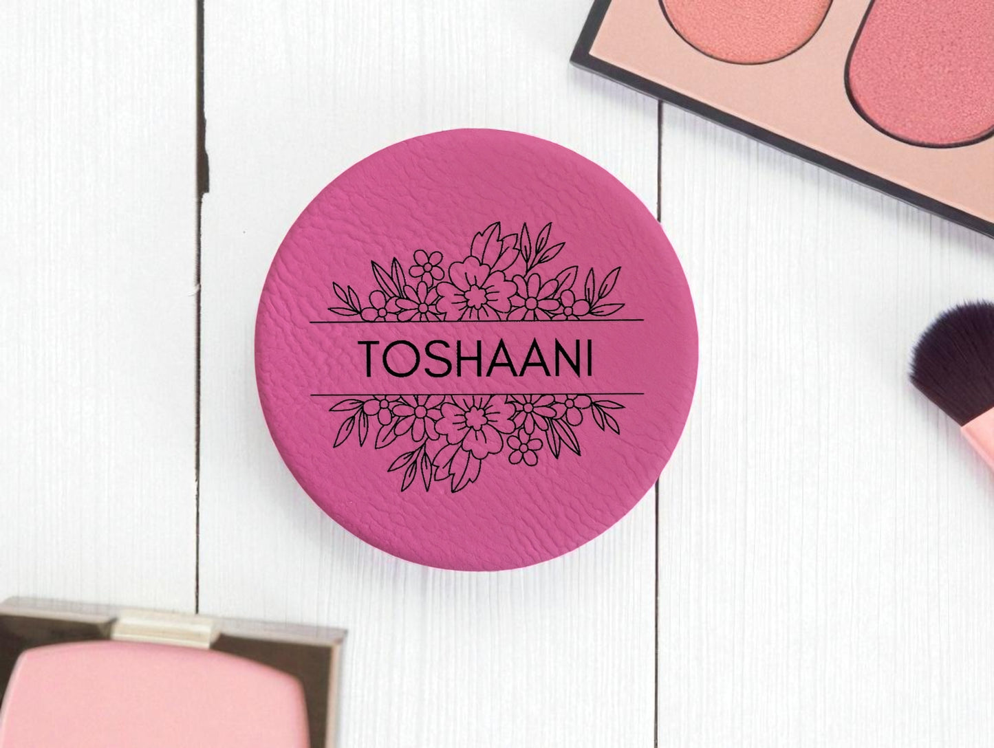Floral Personalized Compact Mirror