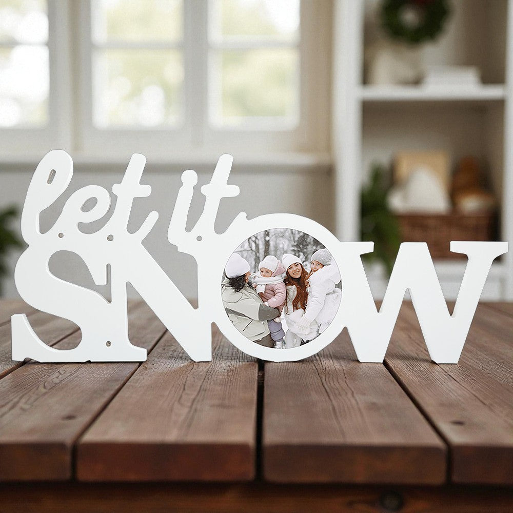 White Wooden “Let It Snow” Word Block with Your Photo