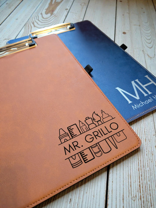 Personalized Engraved Leatherette Clipboard with Pen Holder