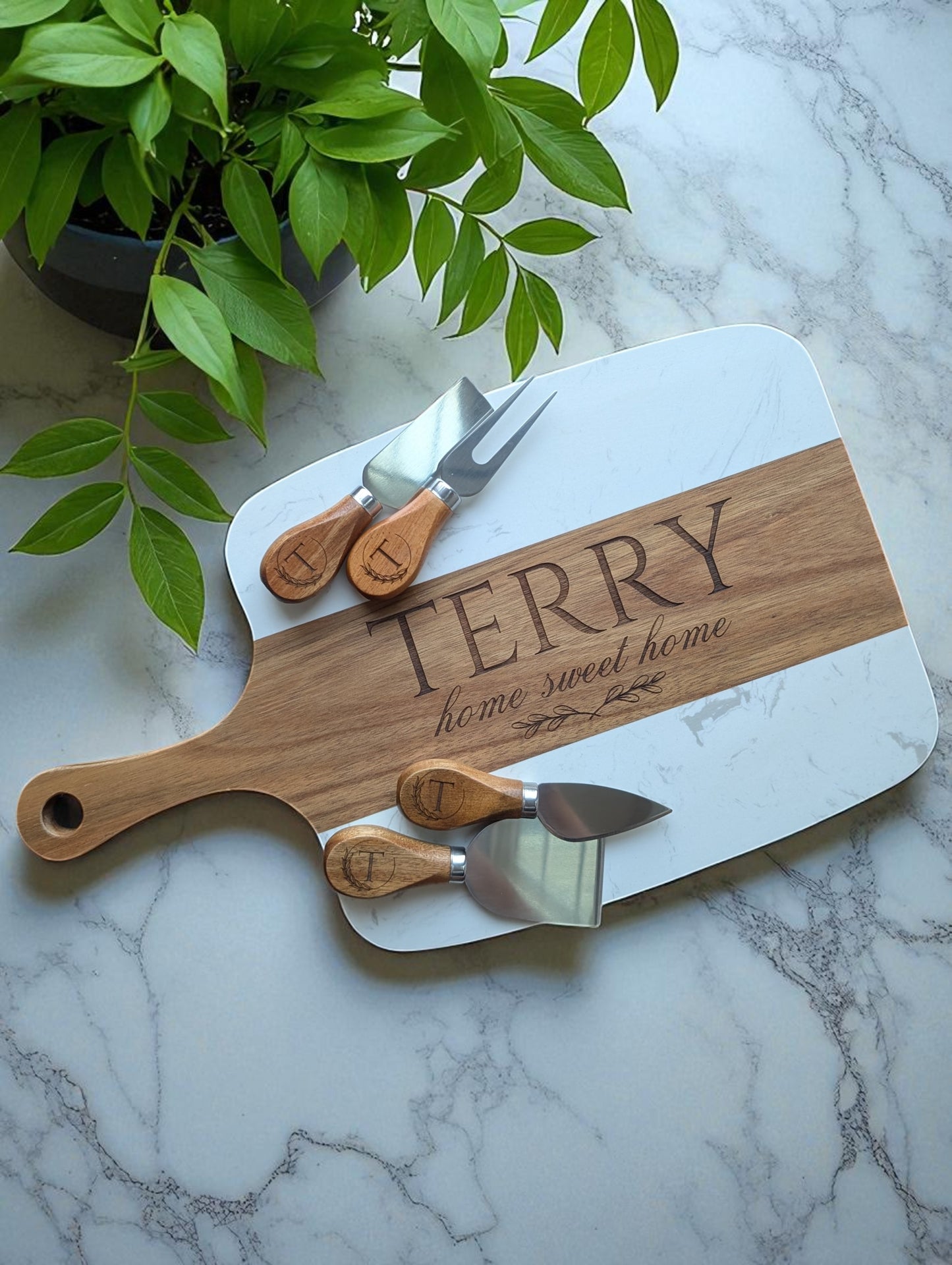 Marble and Wood 5pc Home Sweet Home Set