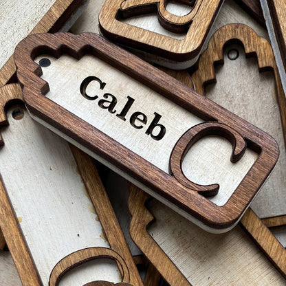 Personalized Double Layer Wooden Name Tag