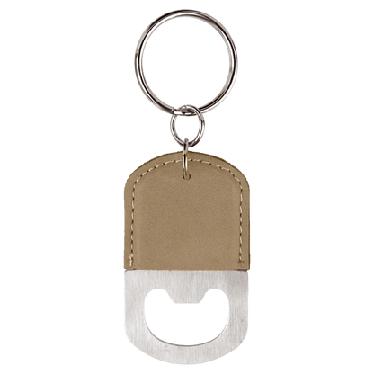 Leatherette Bottle Opener Keychain with Initials