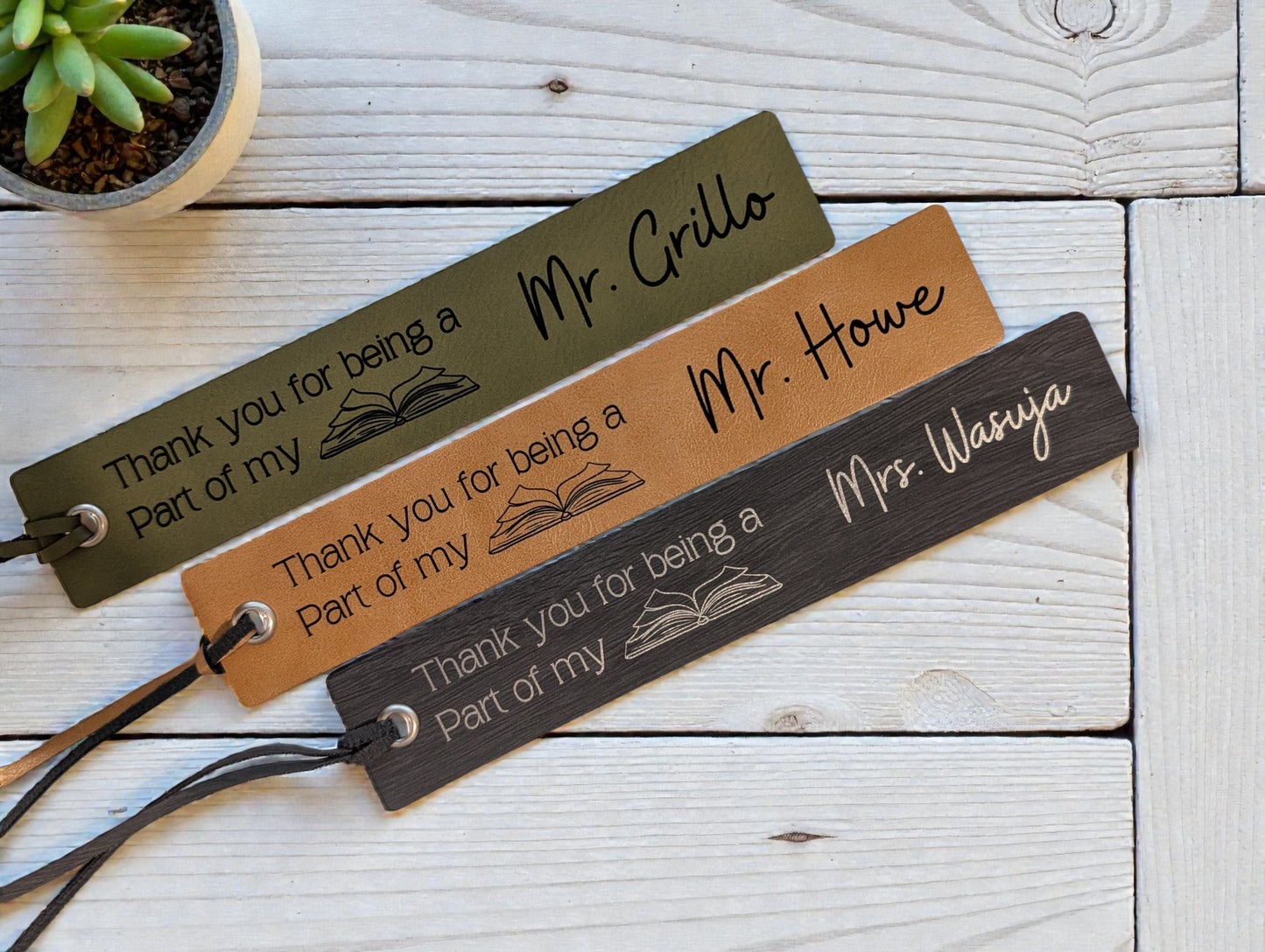 Personalized Teacher Leatherette Bookmark - Thank you For Being a Part of My Story