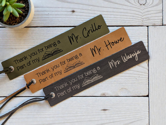 Personalized Teacher Leatherette Bookmark - Thank you For Being a Part of My Story