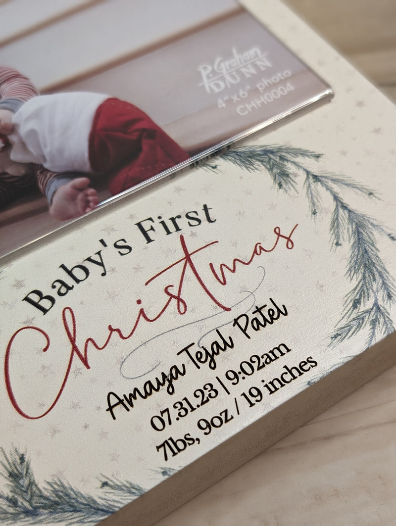 Baby's First Christmas Block Photo Frame