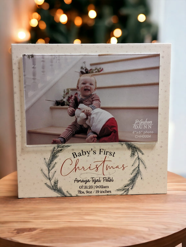 Baby's First Christmas Block Photo Frame