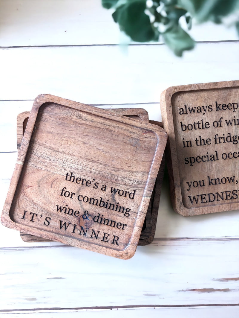 "Wine Time"  Wooden Coasters