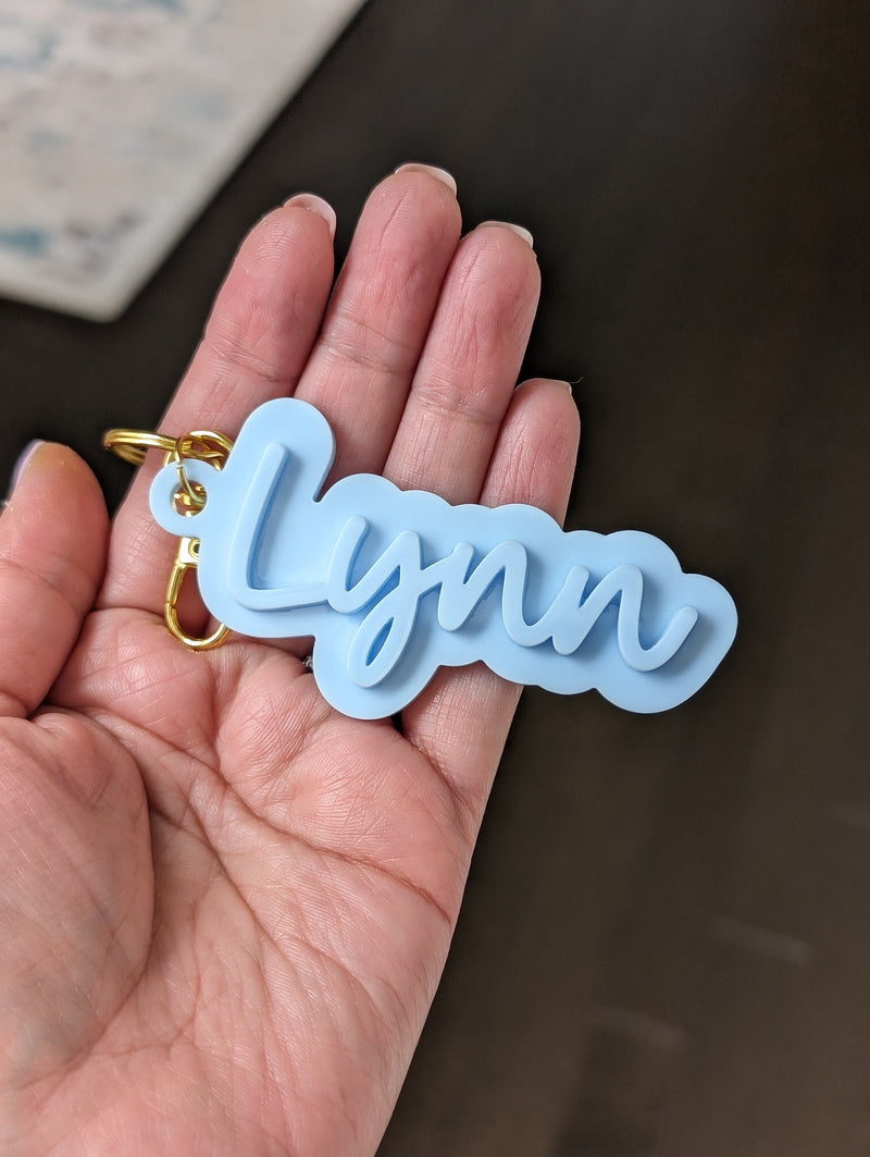 Cursive Double Layer Name Keychain