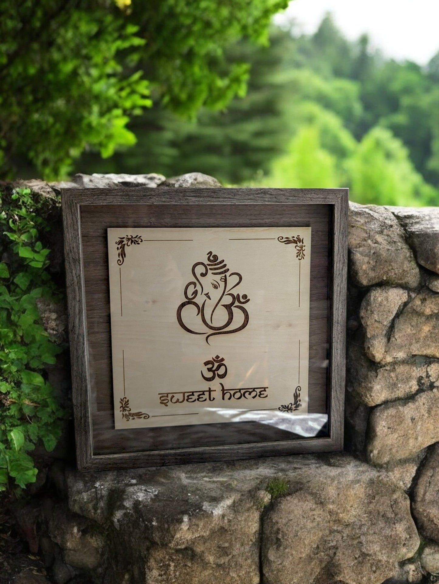 Ganesh Om Sweet Home Square Shadow Box