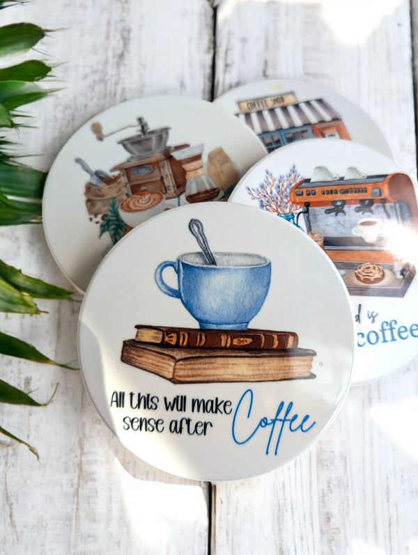 Humorous Coffee Lover Ceramic Coaster Set