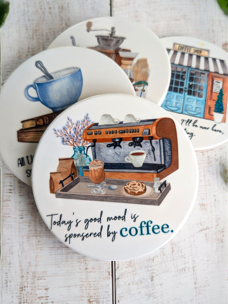 Humorous Coffee Lover Ceramic Coaster Set