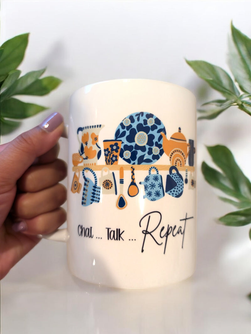 "Chai...Talk...Repeat" Personalized Mug