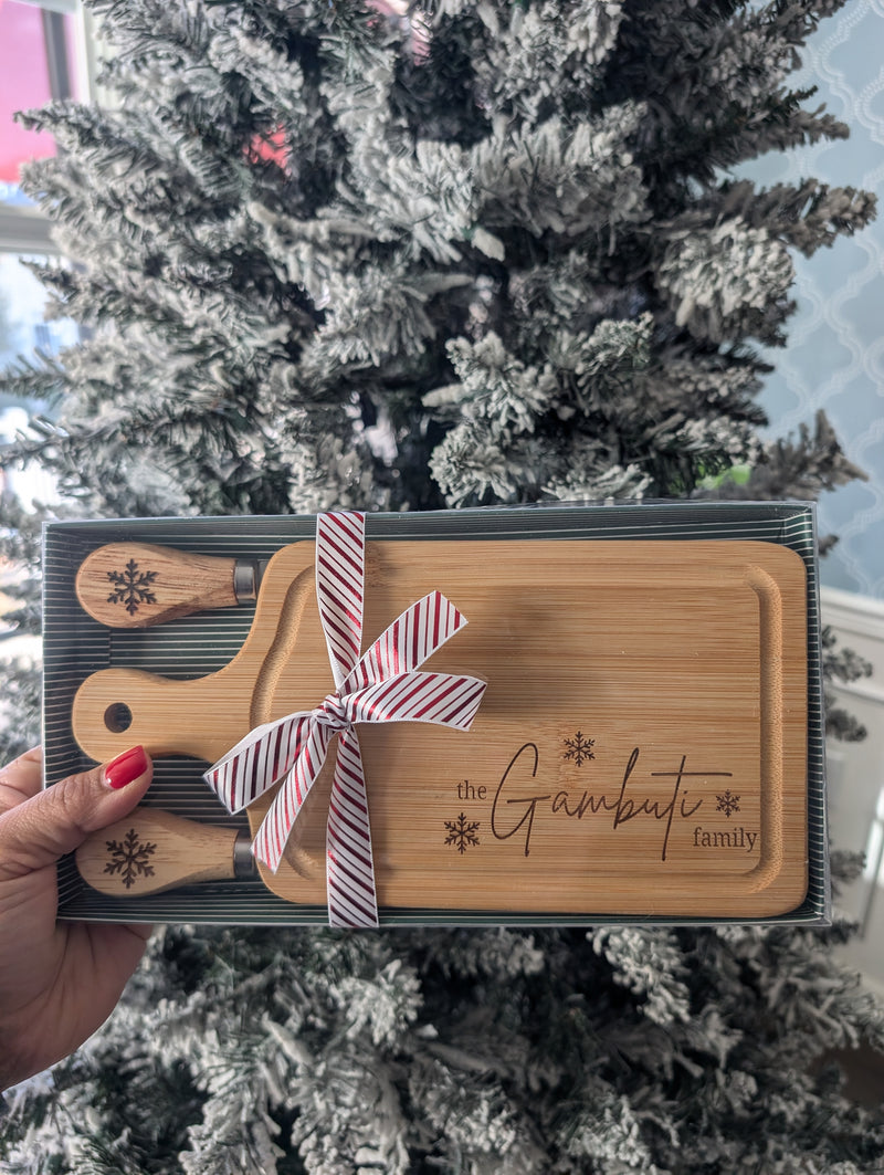 Personalized Mini Bamboo Cheeseboard Set