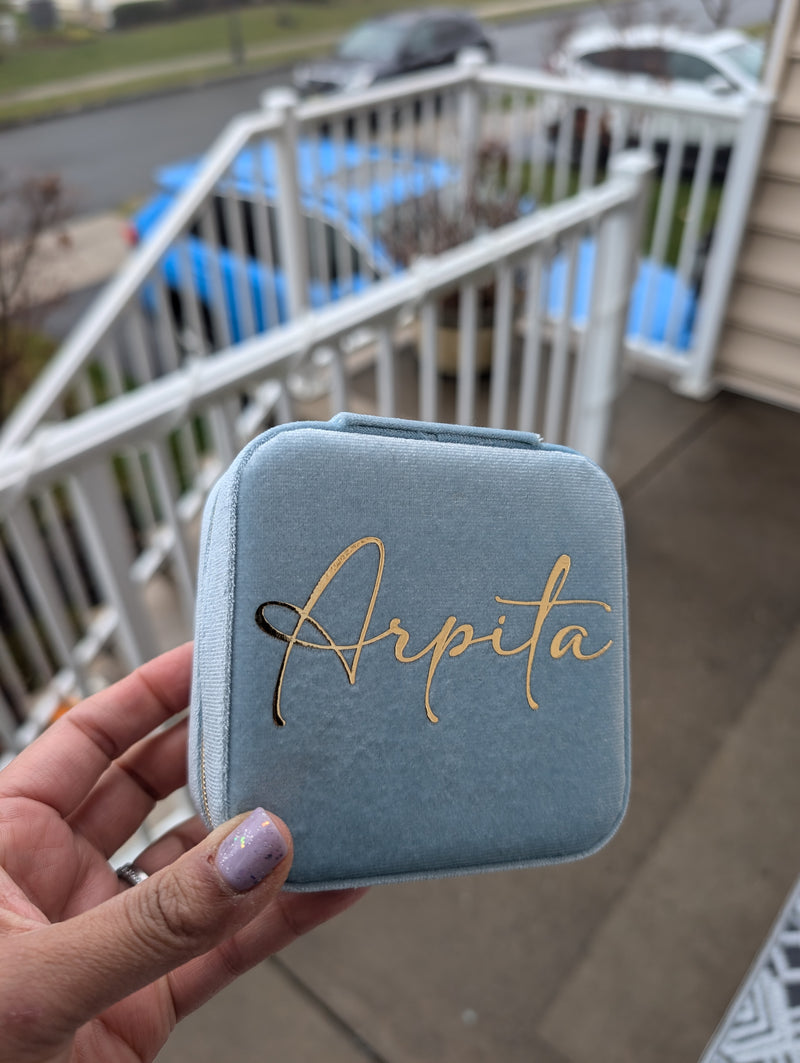 Personalized Velvet Travel Jewelry Box