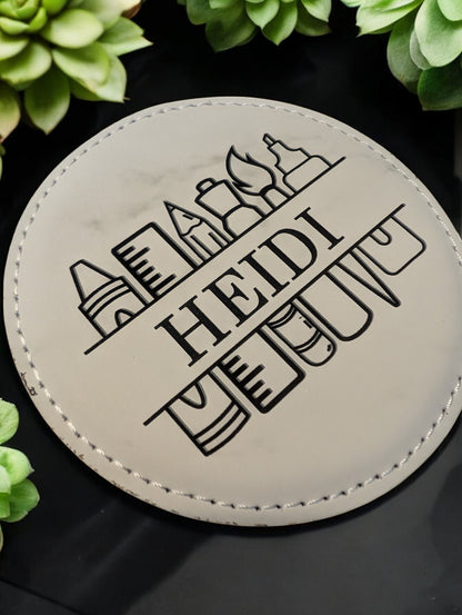 Teacher Leatherette Personalized Coaster