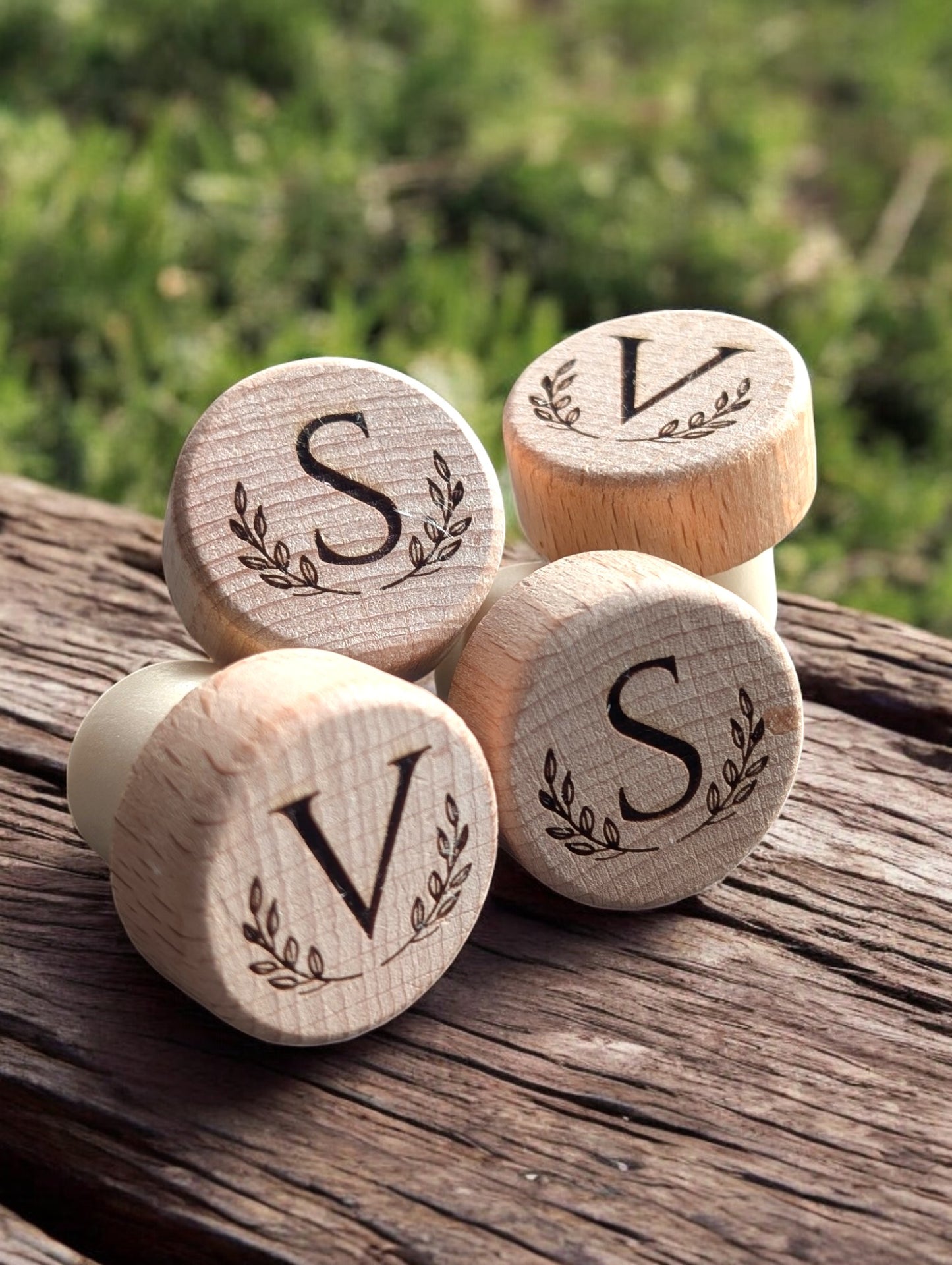Monogram Bamboo Wine Corks (Set of 4)