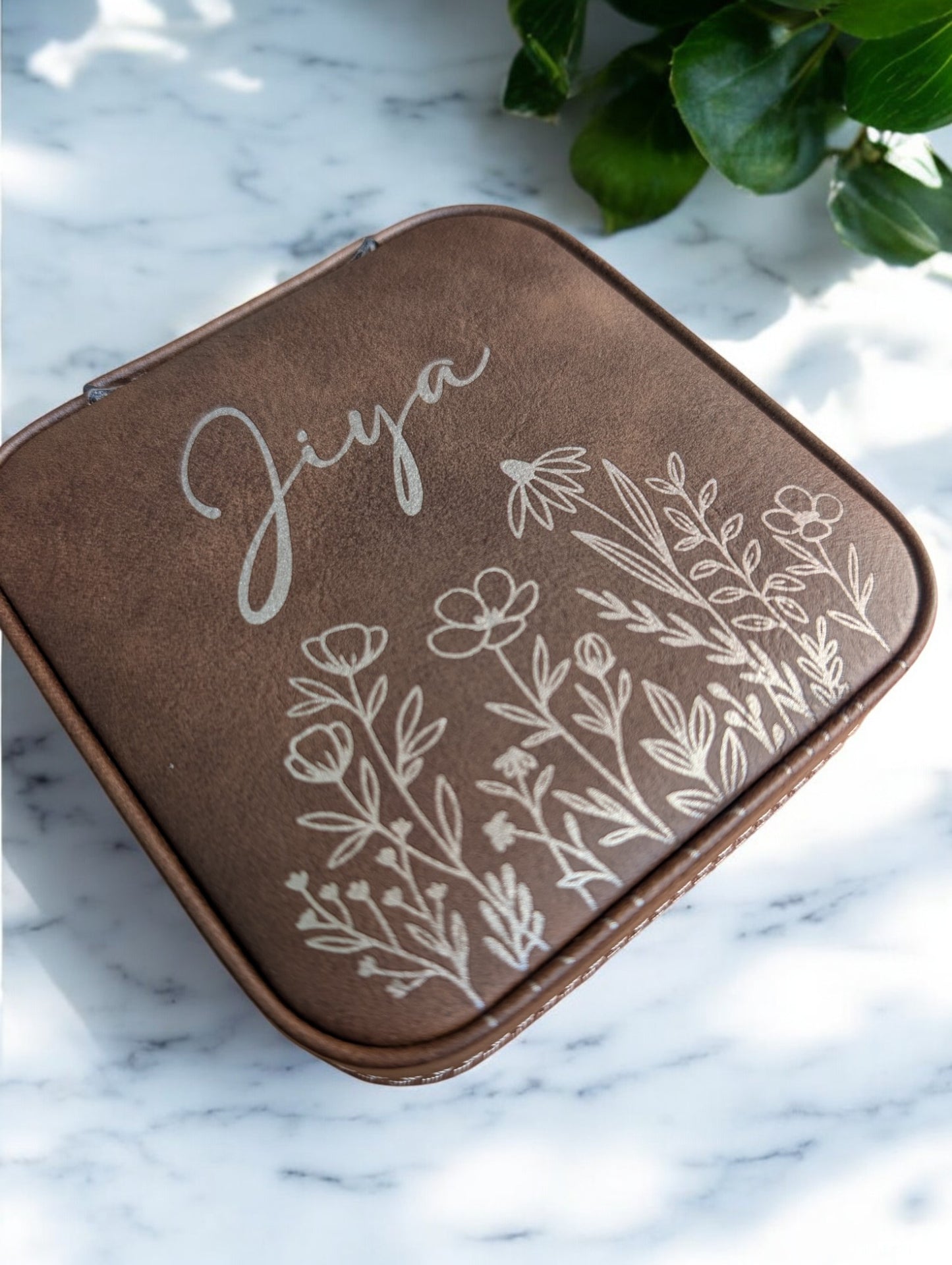 Personalized Blooming Garden Leatherette Jewelry Box