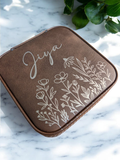 Personalized Blooming Garden Leatherette Jewelry Box