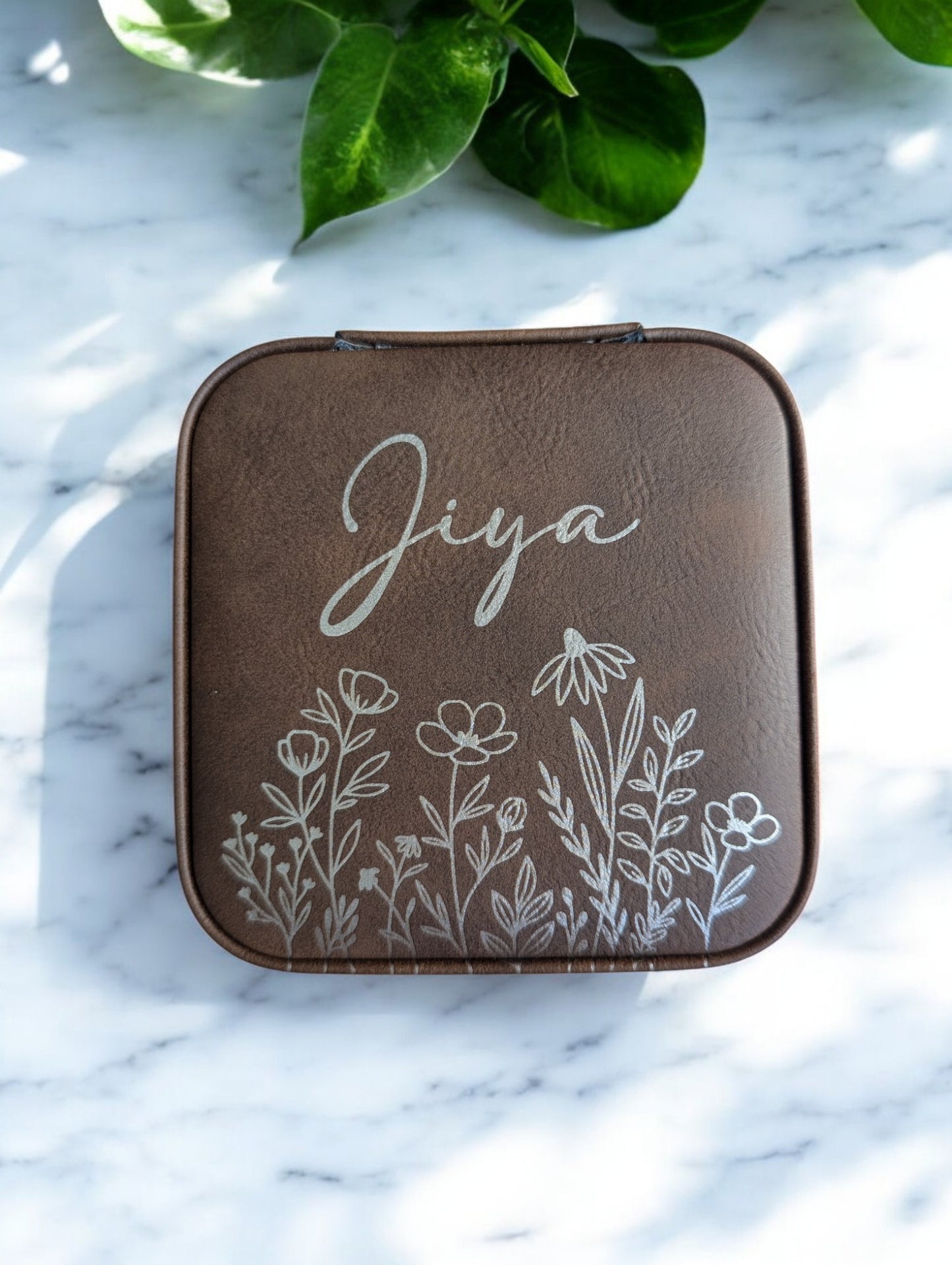 Personalized Blooming Garden Leatherette Jewelry Box