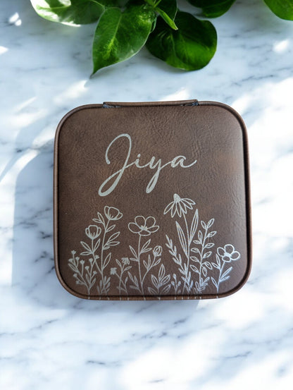 Personalized Blooming Garden Leatherette Jewelry Box