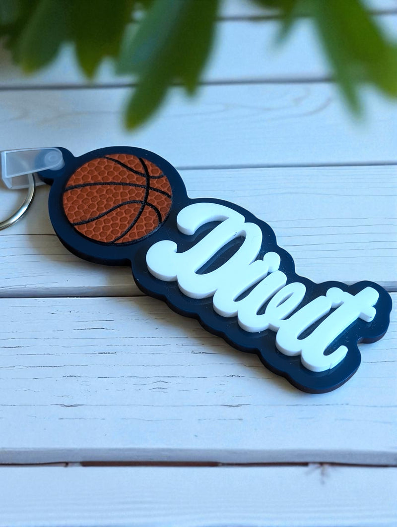 Personalized Double-Layer Bag Tag with Basketball