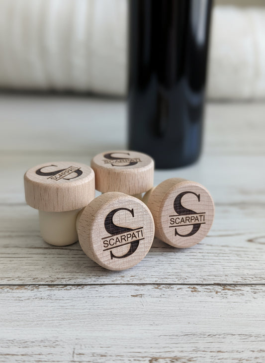 Personalized Bamboo Wine Corks with Name (Set of 4)
