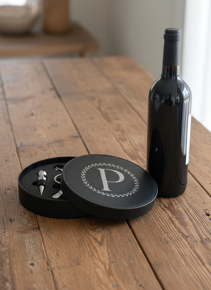 Personalized Circular Wine Accessories Kit