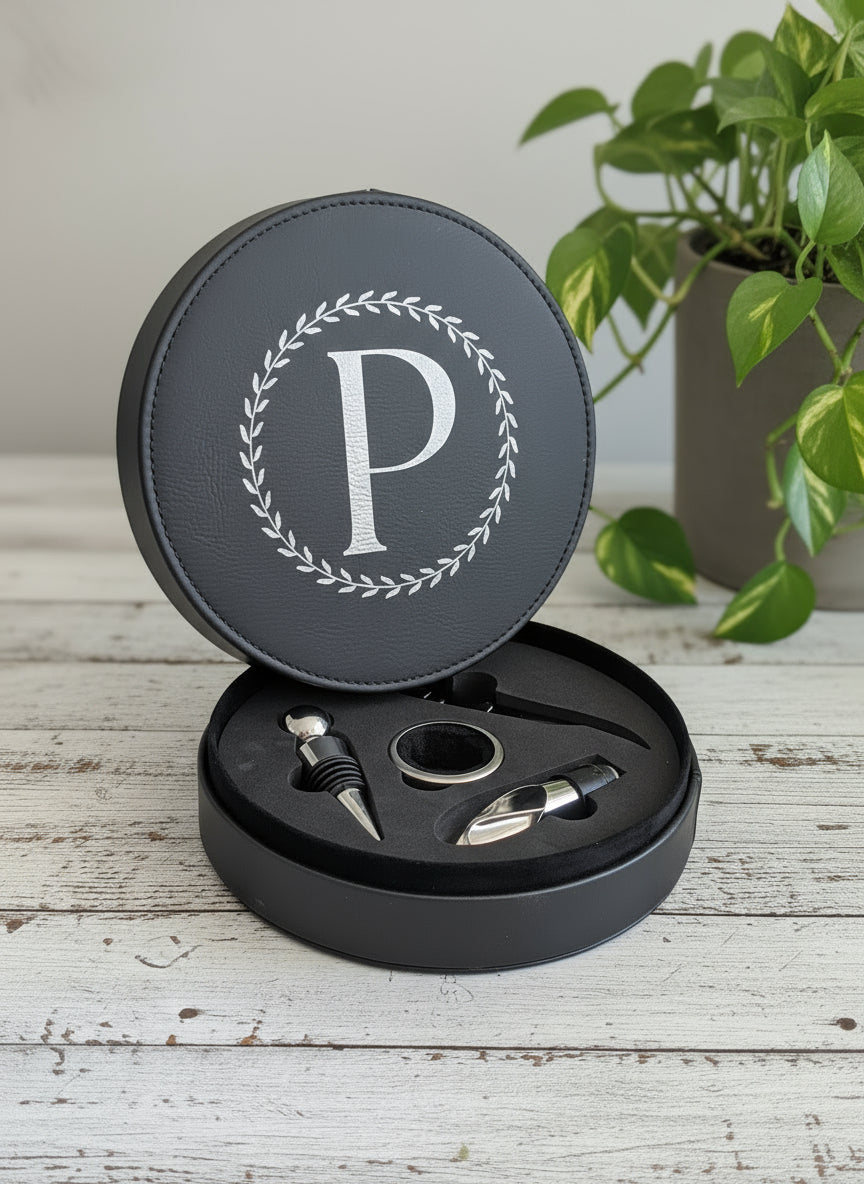 Personalized Circular Wine Accessories Kit