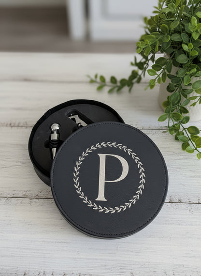 Personalized Circular Wine Accessories Kit