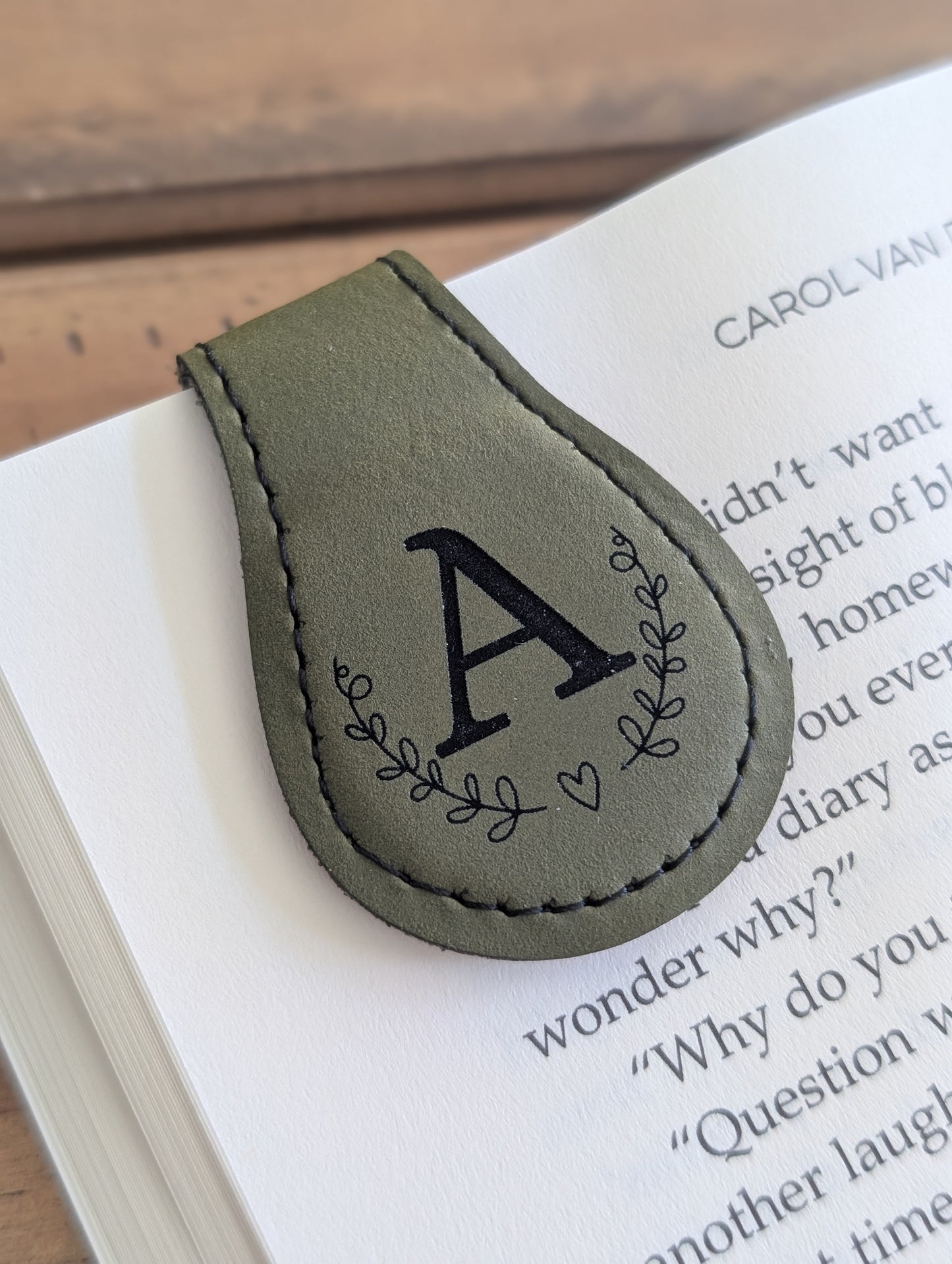 Magnetic Leatherette Bookmark with Monogram