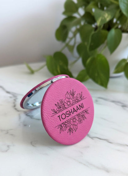 Floral Personalized Compact Mirror