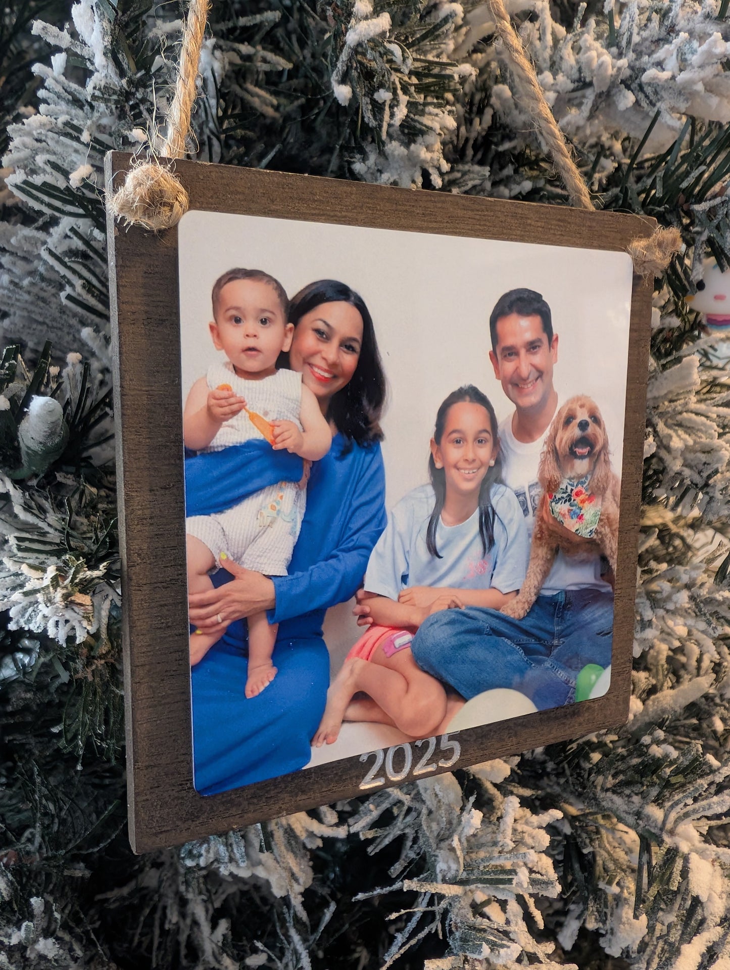 Square Photo Wood and Metal Ornament