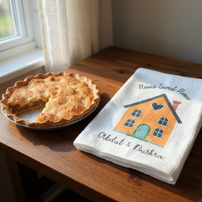 Home Sweet Home Personalized Waffle Kitchen Towel