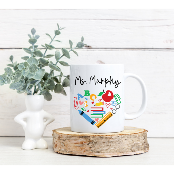 "Heart Supplies" Personalized Teacher Mug