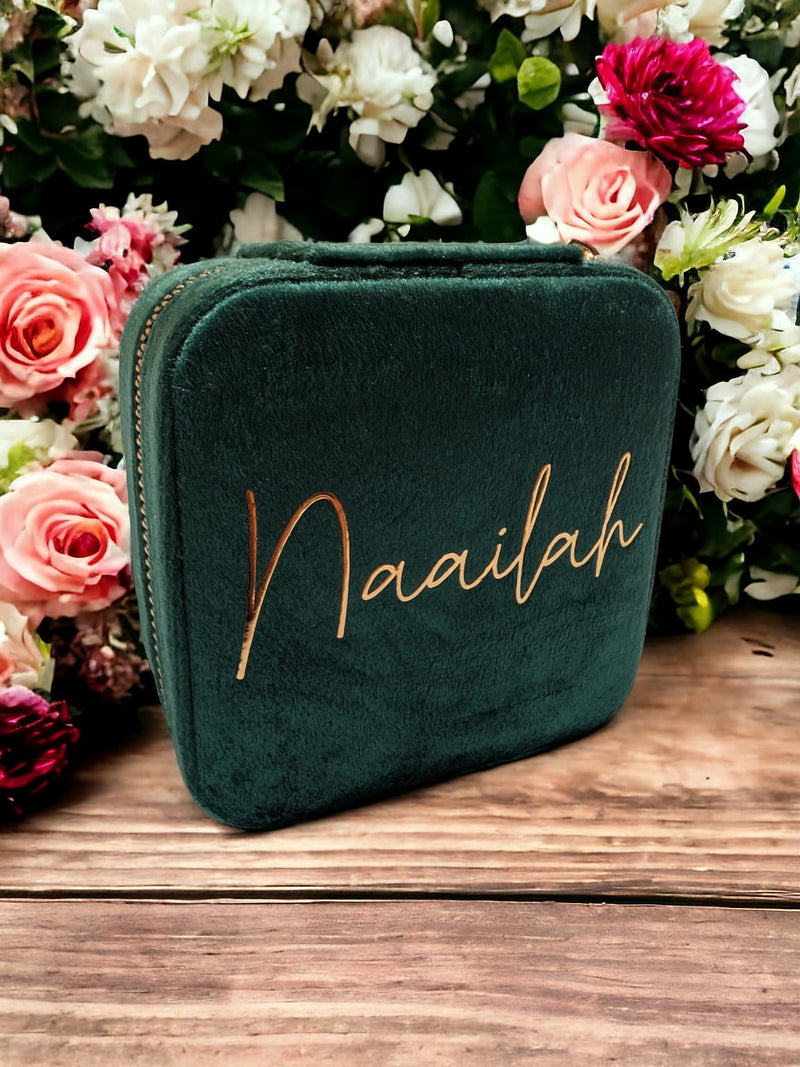 Personalized Velvet Travel Jewelry Box