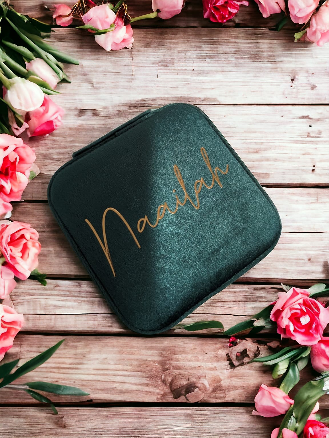 Personalized Velvet Travel Jewelry Box