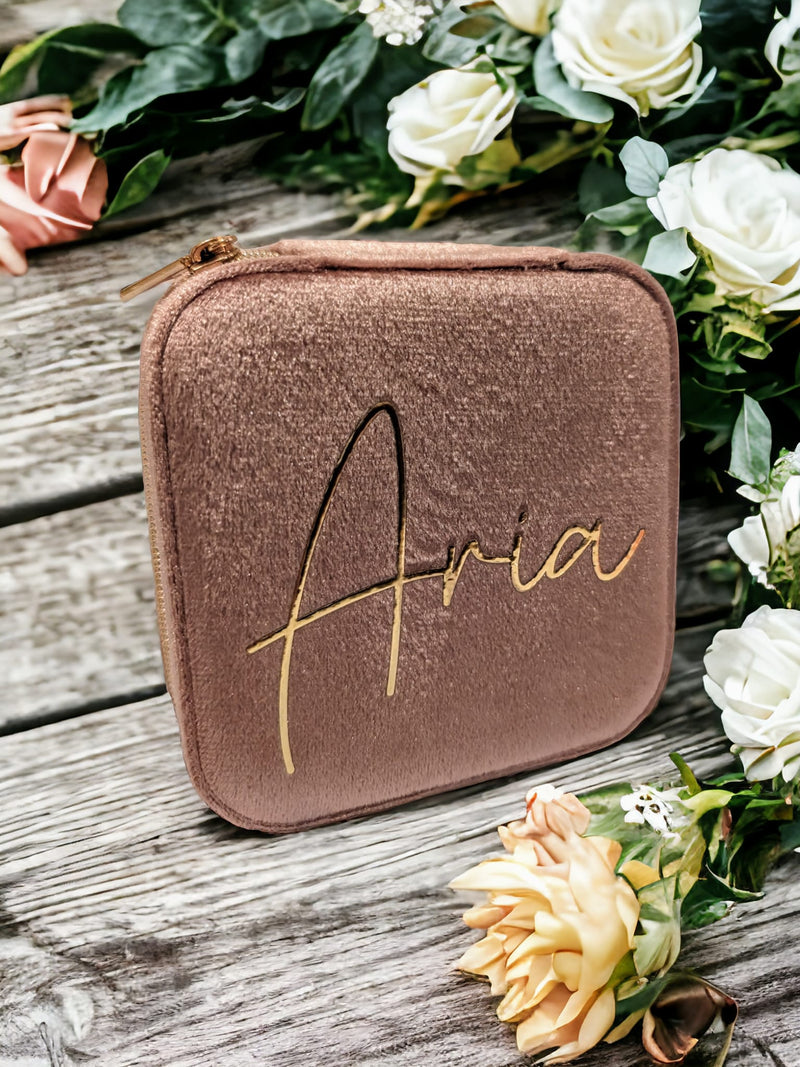 Personalized Velvet Travel Jewelry Box