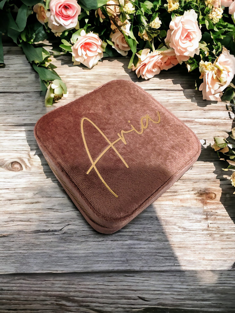 Personalized Velvet Travel Jewelry Box