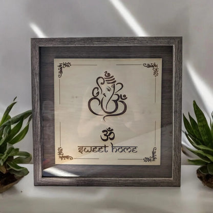 Ganesh Om Sweet Home Square Shadow Box