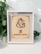 Ganesh Om Sweet Home Shadow Box frame with Linen Finish