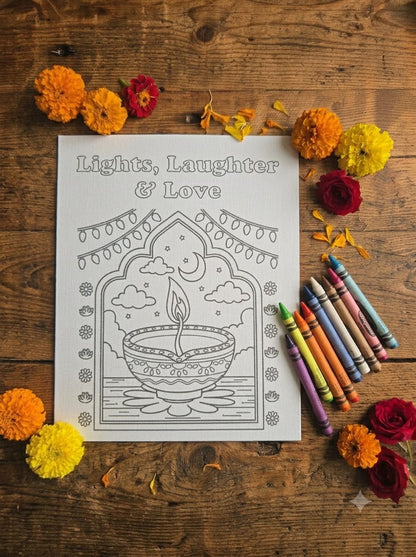 Festive Coloring Hard Canvas - Diwali/Holi
