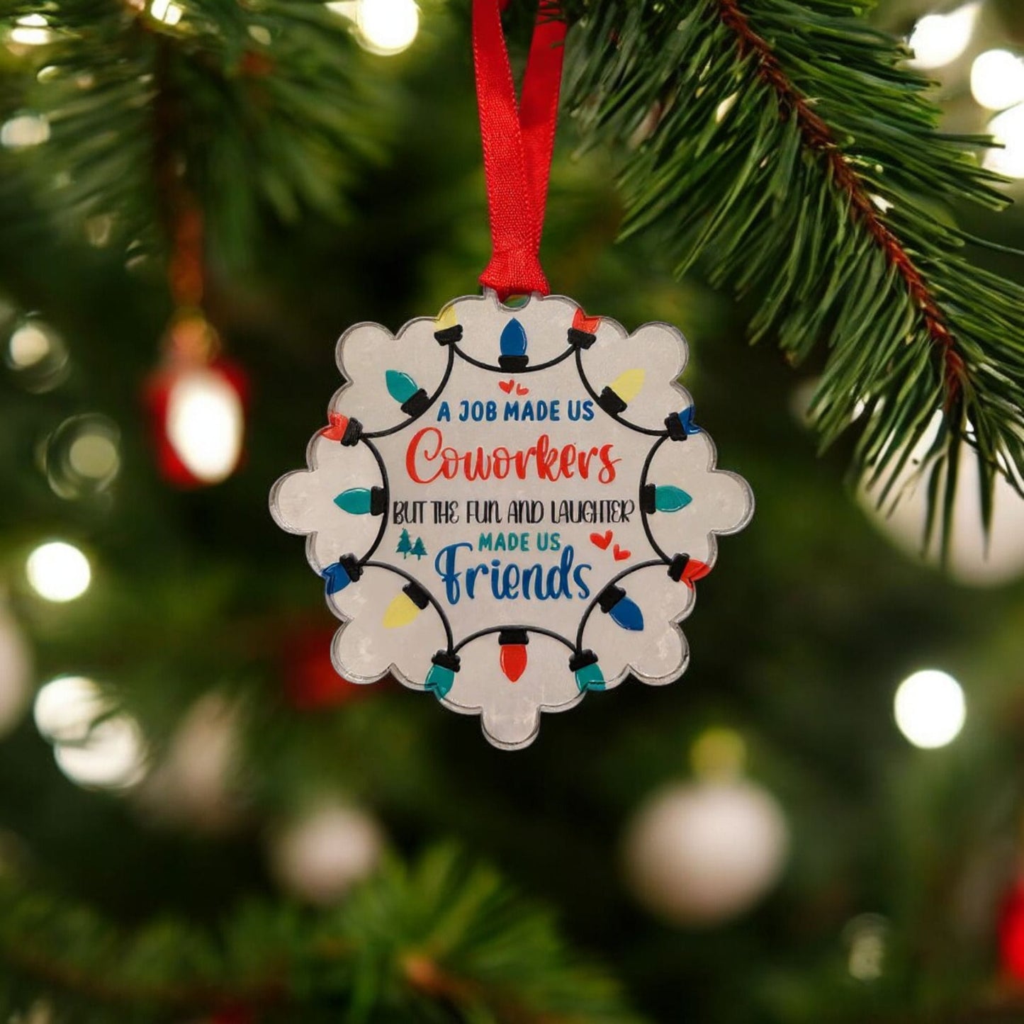 "Chance Made Us Coworkers" Christmas Lights Acrylic Ornament