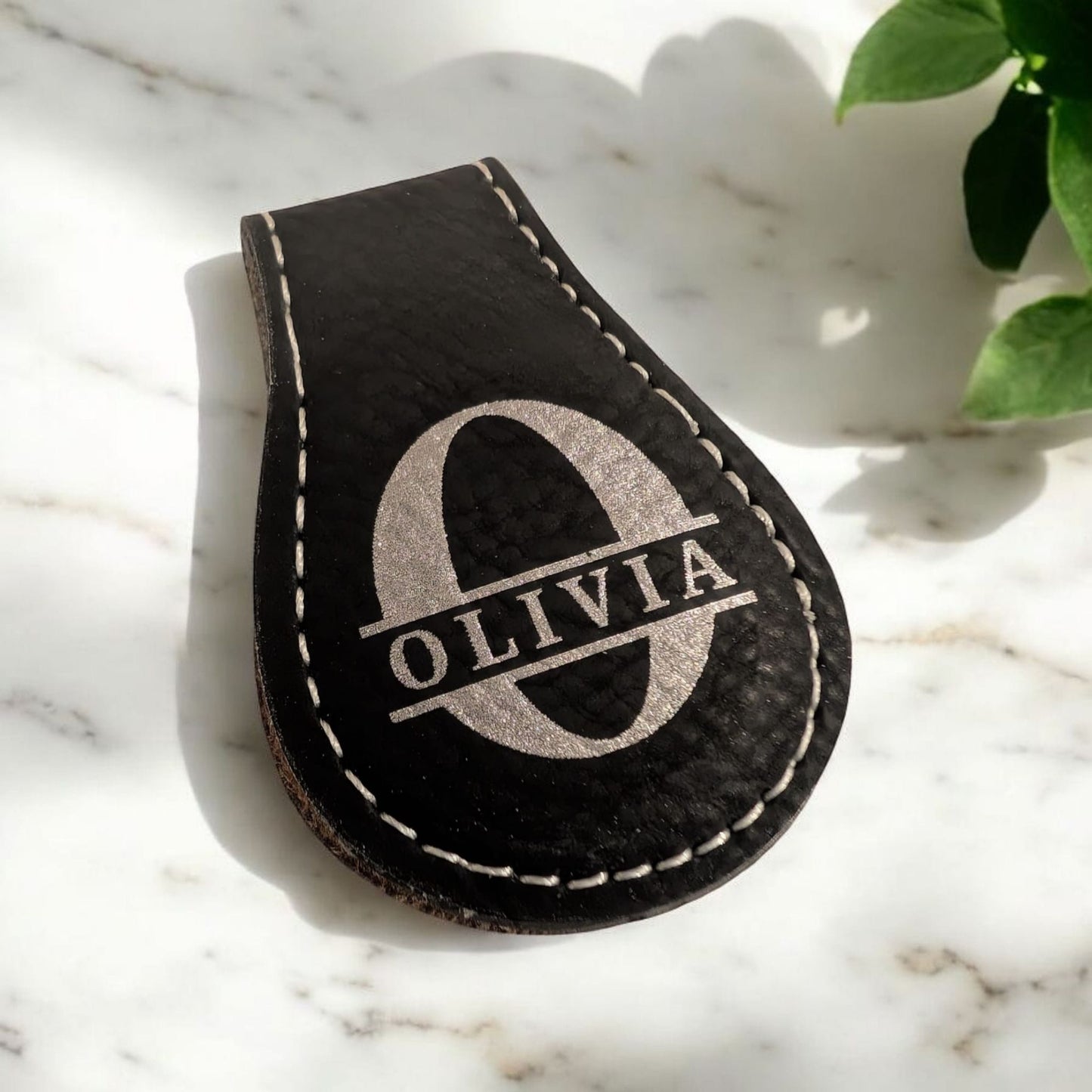 Magnetic Leatherette Bookmark with Monogram