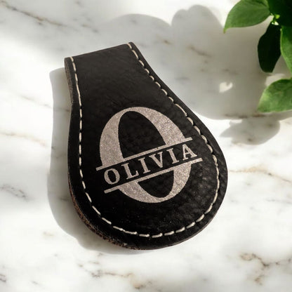 Magnetic Leatherette Bookmark with Monogram