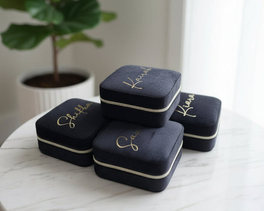 Personalized Velvet Travel Jewelry Box